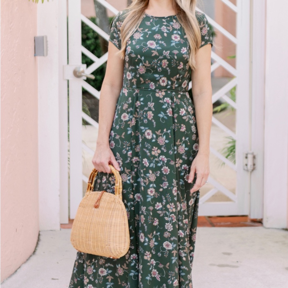 Gal Meets Glam Forest Green Floral Maxi Dress